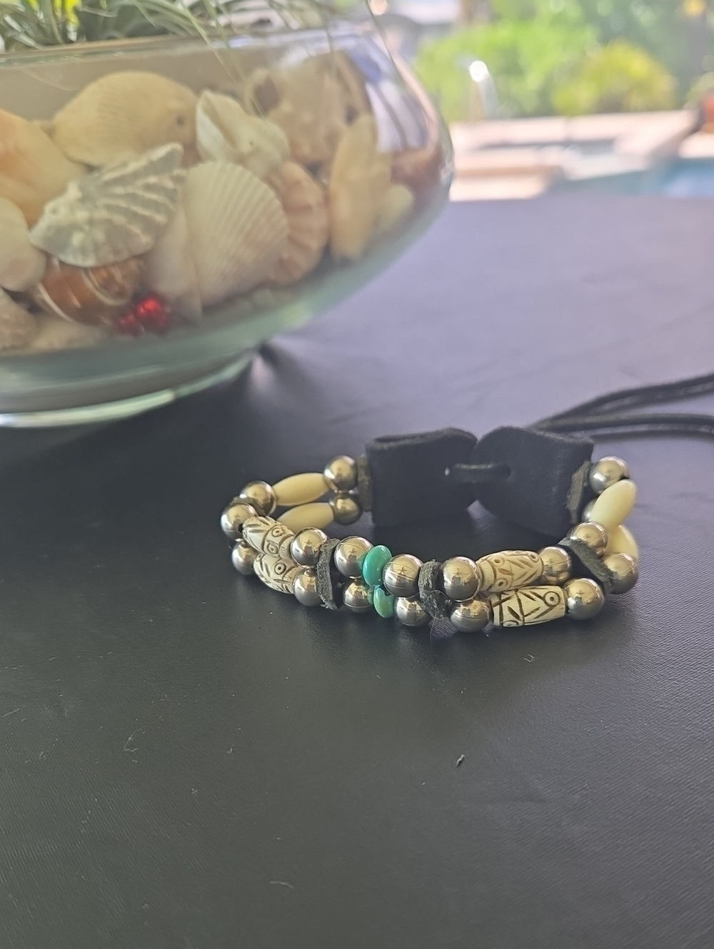 Handmade Beaded Leather Bracelet